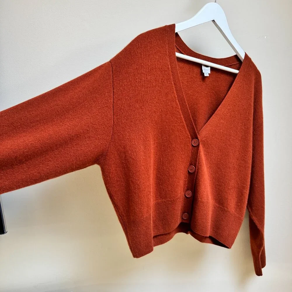 Anthropologie Nouveaux Boxy Cashmere Cardigan – Rust Orange - Picture 5 of 9